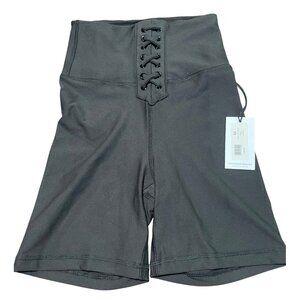 WeWoreWhat Lace Up Black Biker Shorts Womens Size XS High Waist Activewear